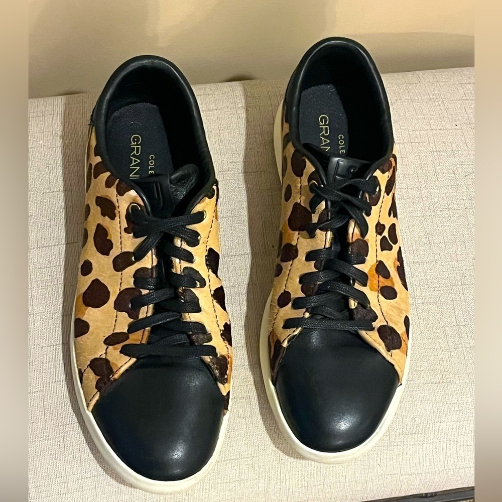 Cole Haan GrandPro Leopard Print Leather Sneakers, size 10